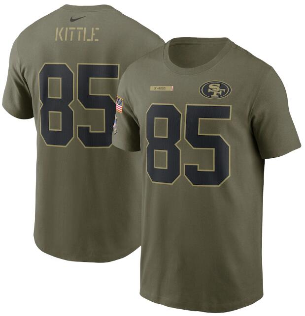 Men's San Francisco 49ers #85 George Kittle 2021 Olive Salute To Service Legend Performance T-Shirt