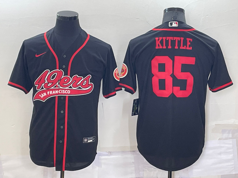 Men's San Francisco 49ers #85 George Kittle Black Cool Base Stitched Baseball Jersey