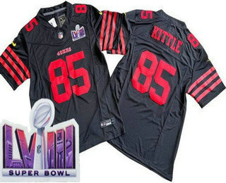 Men's San Francisco 49ers #85 George Kittle Limited Black FUSE LVIII Super Bowl Vapor Jersey