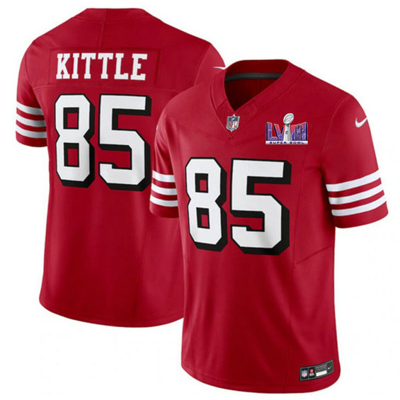 Men's San Francisco 49ers #85 George Kittle New Red 2024 F.U.S.E. Super Bowl LVIII Patch Vapor Untouchable Limited Jersey