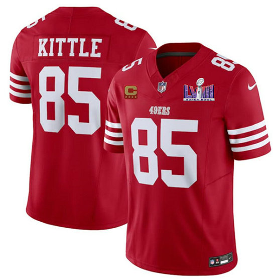Men's San Francisco 49ers #85 George Kittle Red 2024 F.U.S.E. Super Bowl LVIII Patch And 4 star C Patch Vapor Untouchable Limited Jersey