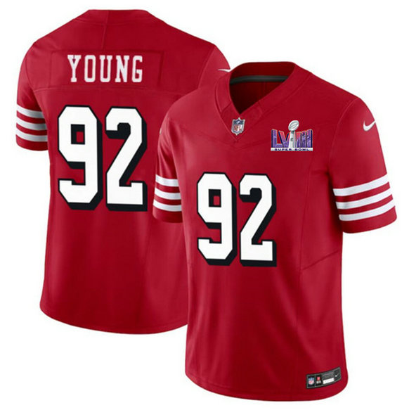 Men's San Francisco 49ers #92 Chase Young New Red 2024 F.U.S.E. Super Bowl LVIII Patch Vapor Untouchable Limited Jersey