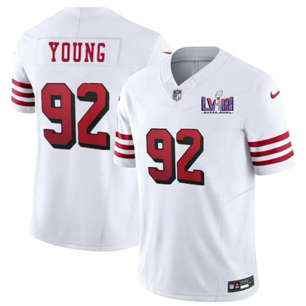 Men's San Francisco 49ers #92 Chase Young New White 2024 F.U.S.E. Super Bowl LVIII Patch Vapor Untouchable Limited Jersey