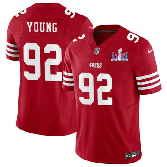 Men's San Francisco 49ers #92 Chase Young Red 2024 F.U.S.E. Super Bowl LVIII Patch Vapor Untouchable Limited Jersey