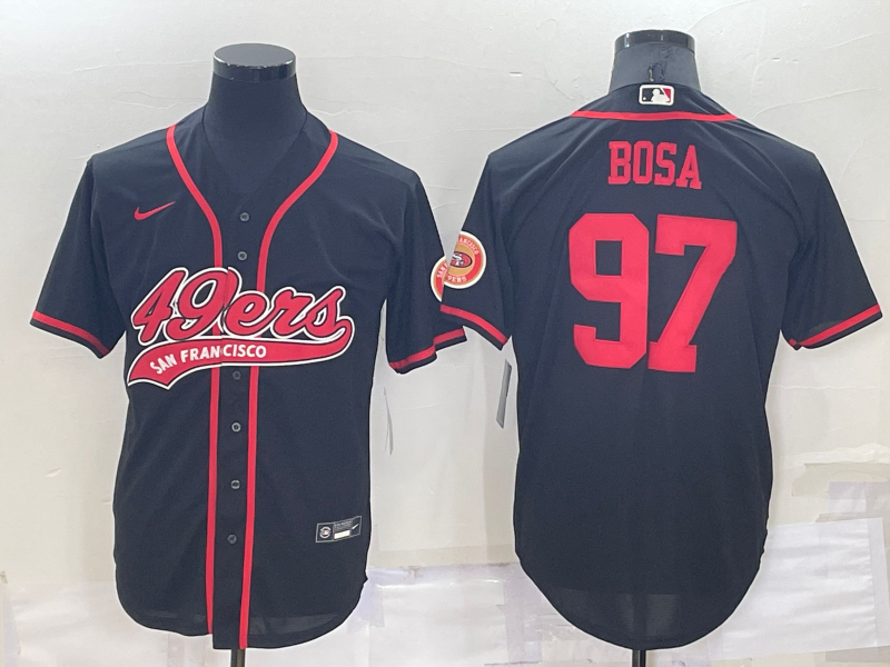 Men's San Francisco 49ers #97 Nick Bosa Black Cool Base Stitched Baseball Jersey