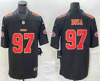 Men's San Francisco 49ers #97 Nick Bosa Black Red Fashion Vapor Limited Stitched Jersey