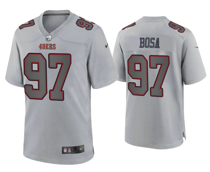 Men's San Francisco 49ers #97 Nick Bosa Grey Atmosphere Fashion Stitched Game Jersey