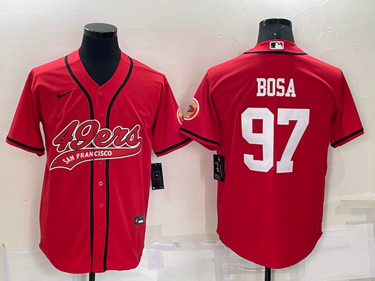 Men's San Francisco 49ers #97 Nick Bosa Red Stitched Cool Base Nike Baseball Jersey