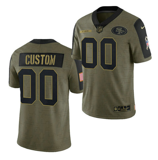 Men's San Francisco 49ers ACTIVE PLAYER Custom 2021 Olive Salute To Service Limited