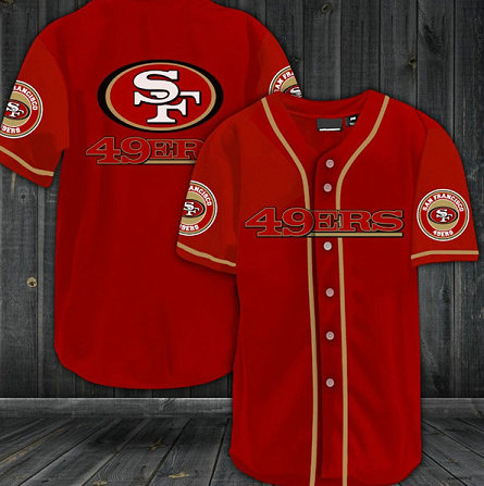 Men's San Francisco 49ers Red Baseball Stitched Jersey Shirt