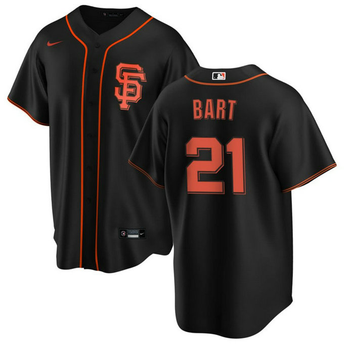 Men's San Francisco Giants #21 Joey Bart Black Cool Base Stitched Jersey