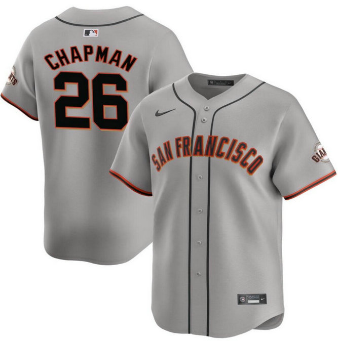 Men's San Francisco Giants #26 Matt Chapman Grey 2024 Away Limited Stitched Baseball Jersey