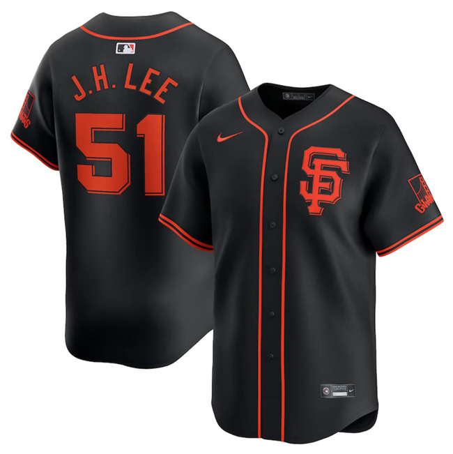 Men's San Francisco Giants #51 Jung Hoo Lee Black 2024 Black AlternateLimited Stitched Baseball Jersey