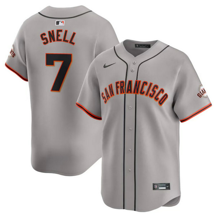 Men's San Francisco Giants #7 Blake Snell Grey Away Limited Stitched Baseball Jersey