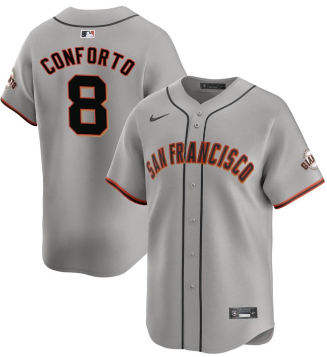 Men's San Francisco Giants #8 Michael Conforto Grey Away Limited Stitched Baseball Jersey