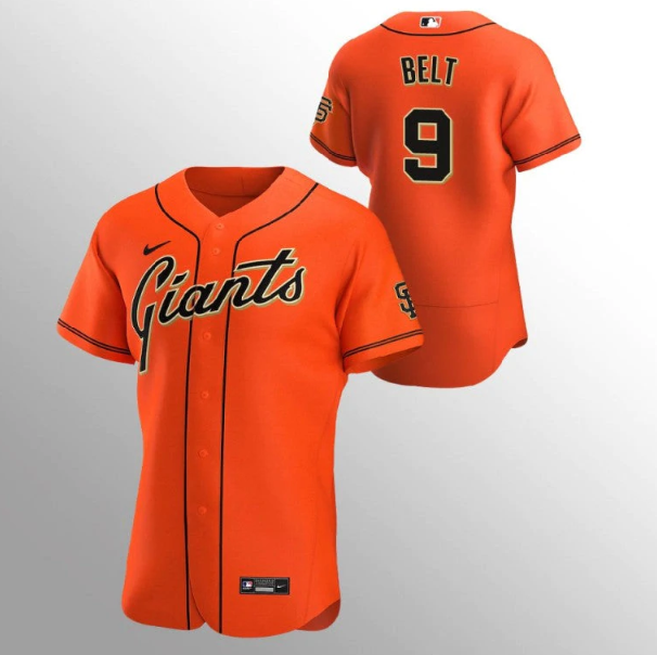 Men's San Francisco Giants #9 Brandon Belt Orange Flex Base Stitched Jersey
