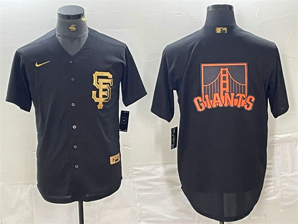 Men's San Francisco Giants Black Team Big Logo Cool Base Stitched Baseball Jersey 3