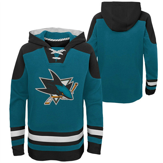 Men's San Jose Sharks Blank Teal Ageless Must-Have Lace-Up Pullover Hoodie