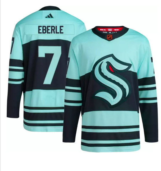 Men's Seattle Kraken #7 Jordan Eberle Ice Blue 2022-23 Reverse Retro Stitched Jersey
