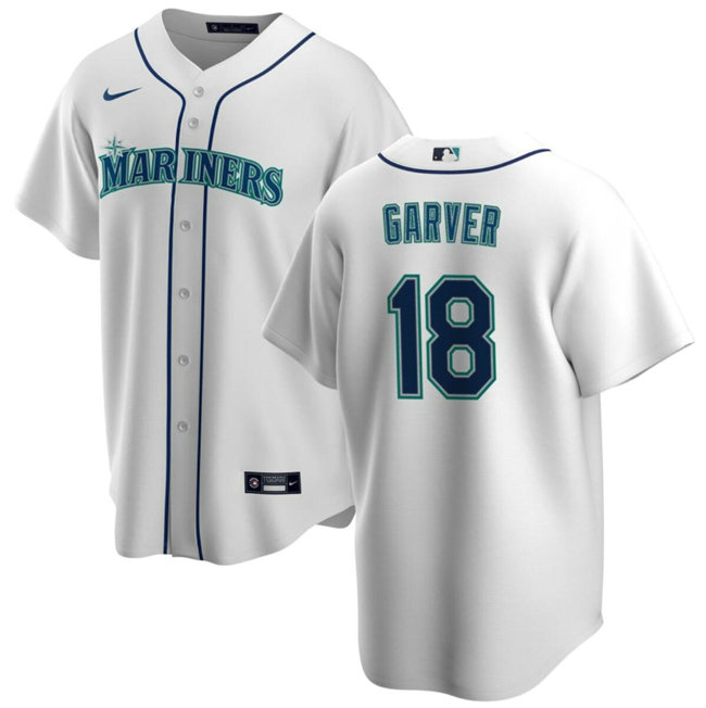 Men's Seattle Mariners #18 Mitch Garver White Cool Base Stitched Jersey