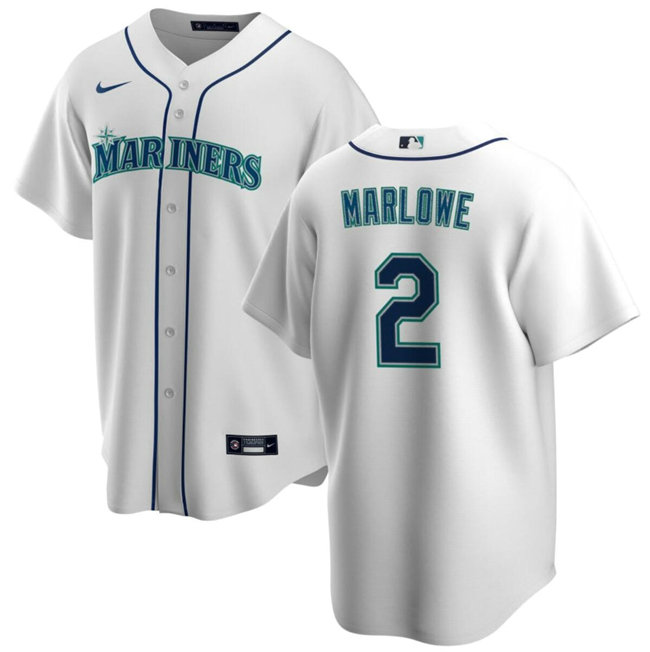 Men's Seattle Mariners #2 Cade Marlowe White Cool Base Stitched Jersey