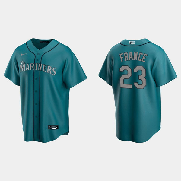 Men's Seattle Mariners #23 Ty France Aqua Cool Base Stitched Jersey
