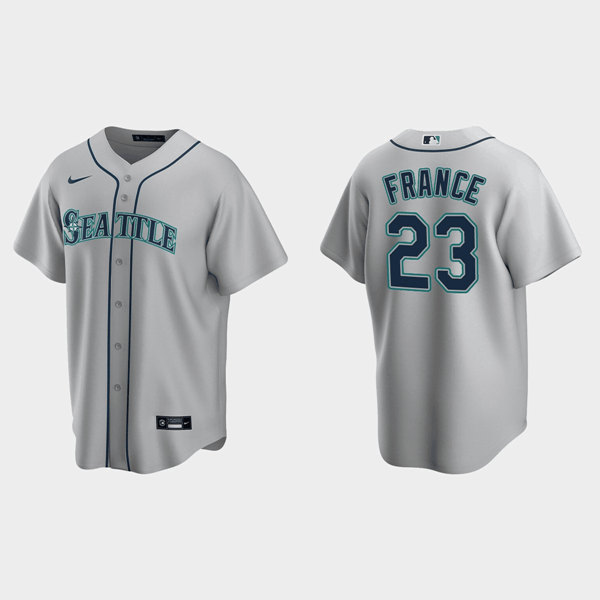 Men's Seattle Mariners #23 Ty France Gray Cool Base Stitched Jersey