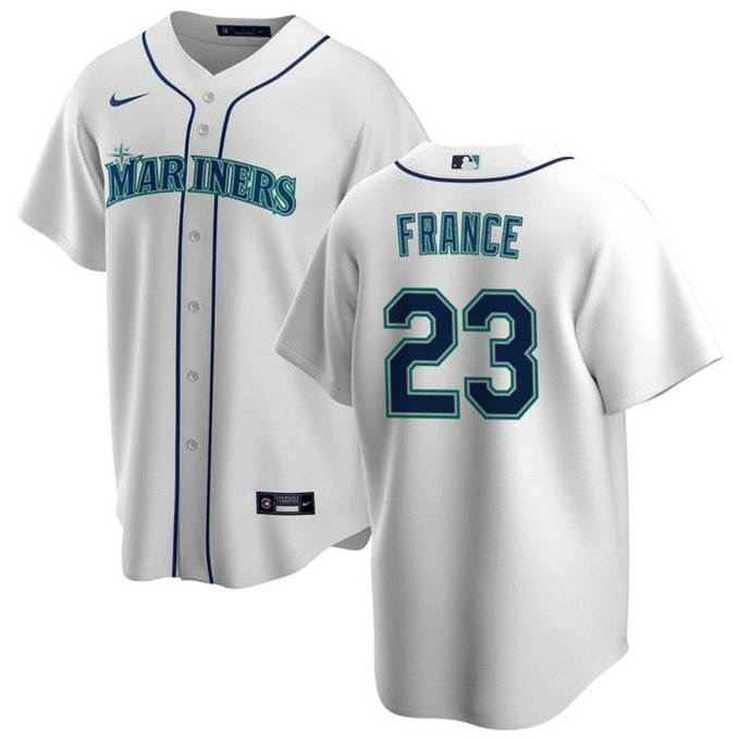 Men's Seattle Mariners #23 Ty France White Cool Base Stitched Jersey