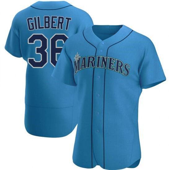 Men's Seattle Mariners #36 Logan Gilbert Royal Flex Base Stitched Jersey