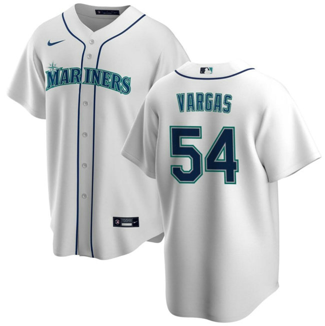 Men's Seattle Mariners #54 Carlos Vargas White Cool Base Stitched Jersey