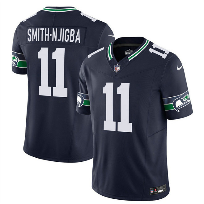 Men's Seattle Seahawks #11 Jaxon Smith-Njigba 2023 F.U.S.E. Navy Limited Stitched Football Jersey