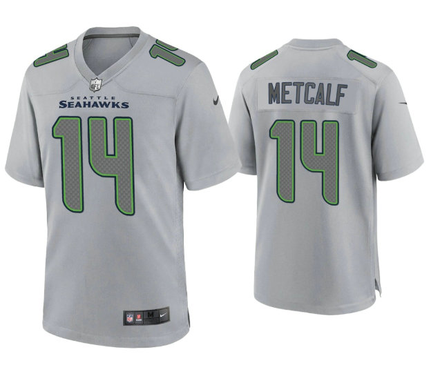 Men's Seattle Seahawks #14 D.K. Metcalf Grey Atmosphere Fashion Stitched Game Jersey