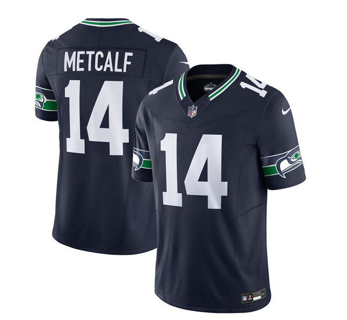 Men's Seattle Seahawks #14 DK Metcalf 2023 F.U.S.E. Navy Limited Stitched Football Jersey