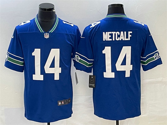 Men's Seattle Seahawks #14 DK Metcalf Royal Vapor Untouchable Limited Stitched Football Jersey