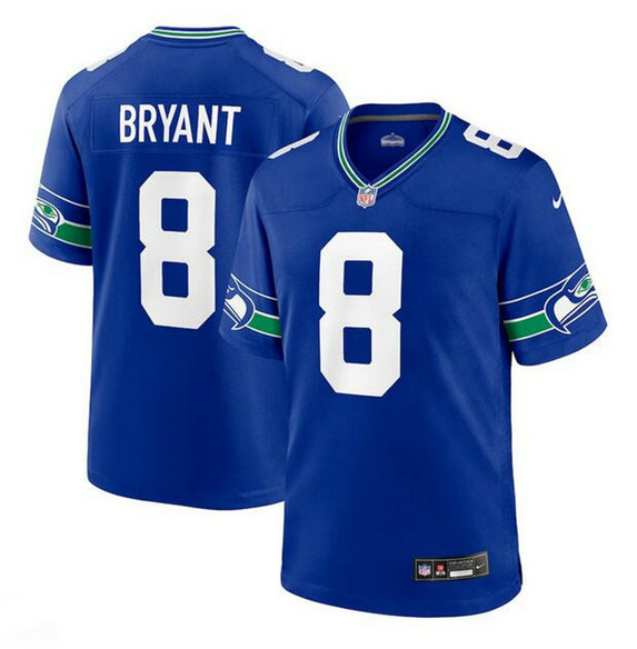 Men's Seattle Seahawks #8 Coby Bryant Royal Throwback Player Stitched Game Jersey