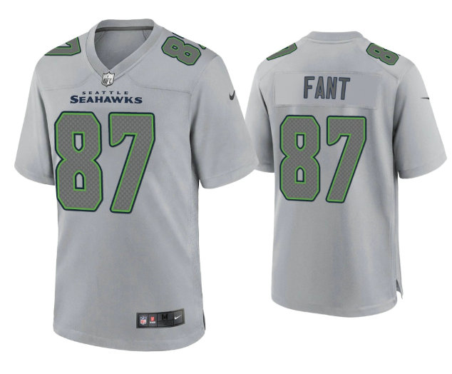 Men's Seattle Seahawks #87 Noah Fant Grey Atmosphere Fashion Stitched Game Jersey