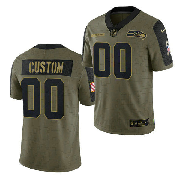 Men's Seattle Seahawks ACTIVE PLAYER Custom 2021 Olive Salute To Service Limited