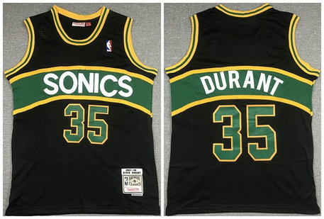 Men's Seattle Supersonic #35 Kevin Durant Black 2007-08 Black Throwback SuperSonics Stitched Jersey