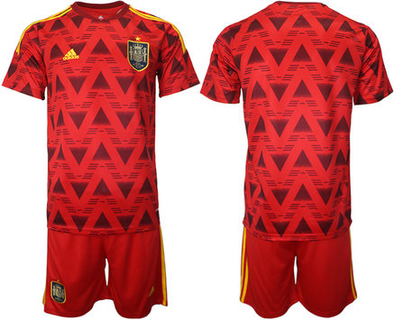 Men's Spain Blank Home Soccer Jersey Suit