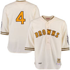 Men's St. Louis Browns 1937 Rogers Hornsby Mitchell Ness Cream Authentic Throwback Jersey