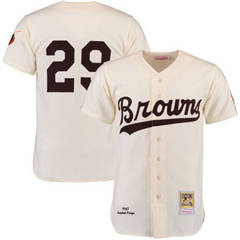 Men's St. Louis Browns 1953 Satchel Paige Mitchell Ness White Authentic Throwback Jersey