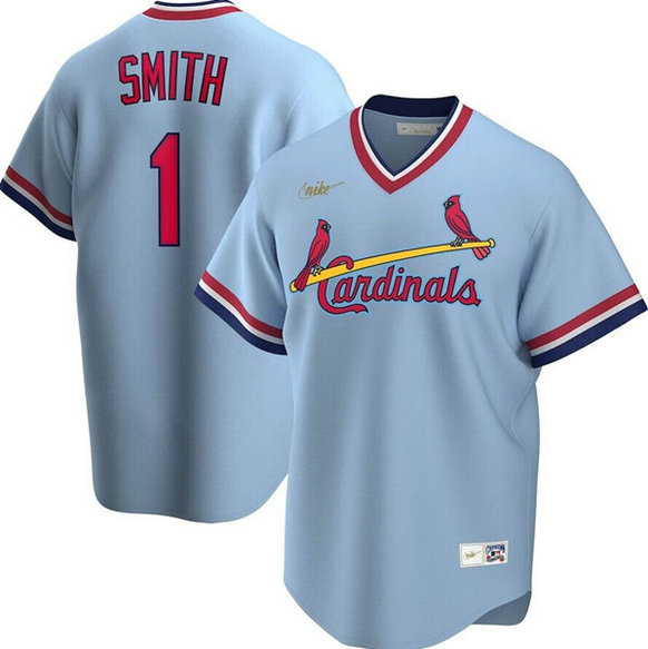 Men's St. Louis Cardinals #1 Ozzie Smith Light Blue Stitched Baseball Jersey