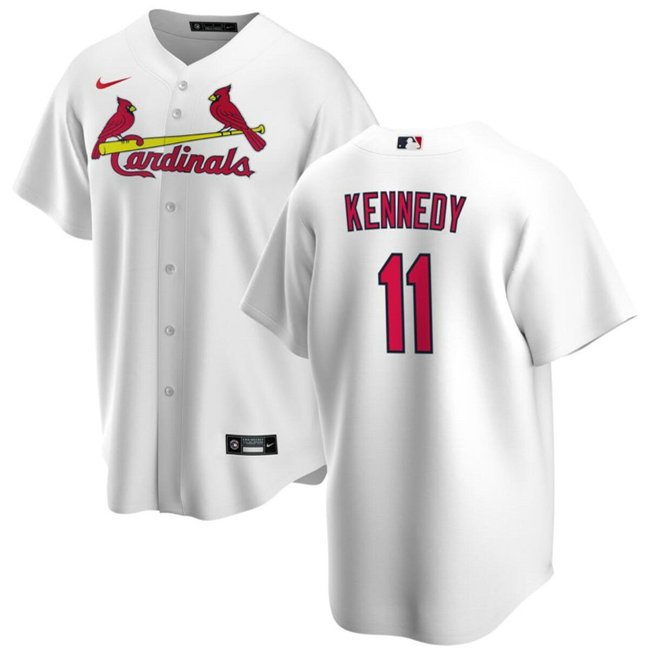 Men's St. Louis Cardinals #11 Buddy Kennedy White Cool Base Stitched Jersey