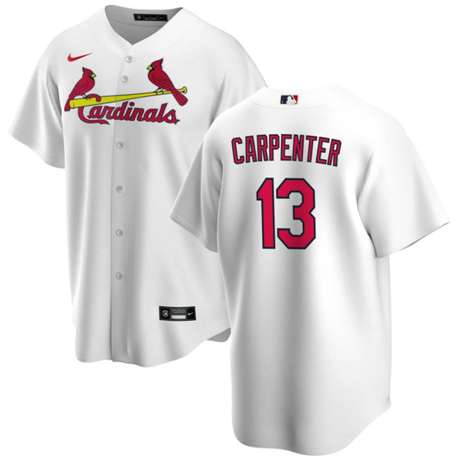 Men's St. Louis Cardinals #13 Matt Carpenter White Cool Base Stitched Jersey