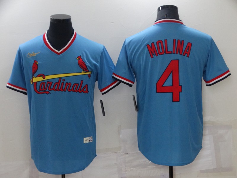 Men's St. Louis Cardinals #4 Yadier Molina Blue Cool Base Stitched Jersey