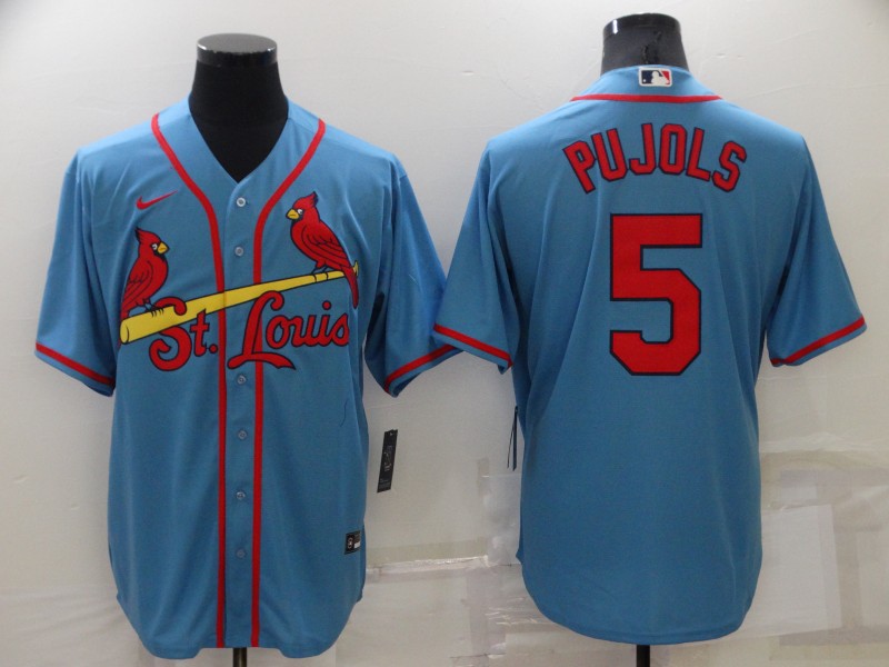 Men's St. Louis Cardinals #5 Albert Pujols Blue Cool Base Stitched Jersey