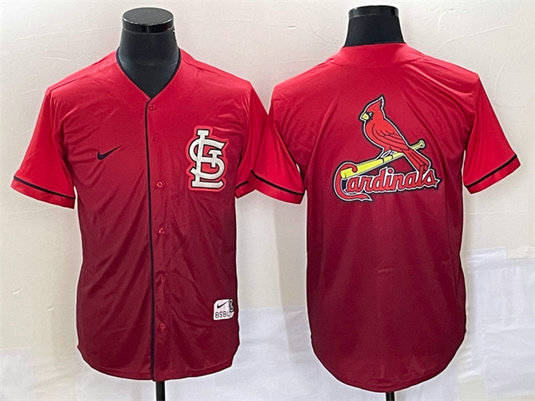 Men's St. Louis Cardinals Red Big Team Logo In Back Cool Base Drift Edition Stitched Jersey