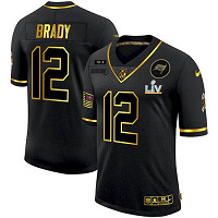 Men's Tampa Bay Buccaneers #12 Tom Brady Black Gold Salute To Service 2021 Super Bowl LV Jersey