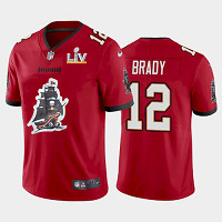 Men's Tampa Bay Buccaneers #12 Tom Brady Red Team Logo 2021 Super Bowl LV Jersey