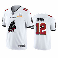 Men's Tampa Bay Buccaneers #12 Tom Brady White Team Logo 2021 Super Bowl LV Jersey